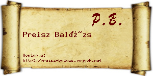 Preisz Balázs névjegykártya